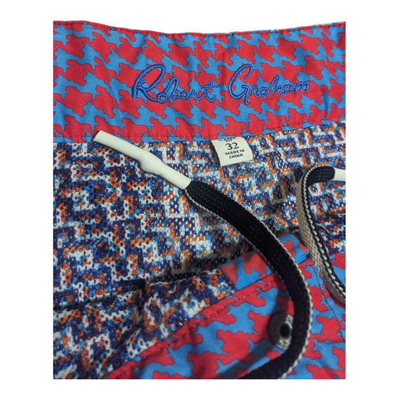 Robert Graham Men's Multicolor Drawstring Outdoor Pillars Swim Trunks Size 32 - Picture 3 of 6